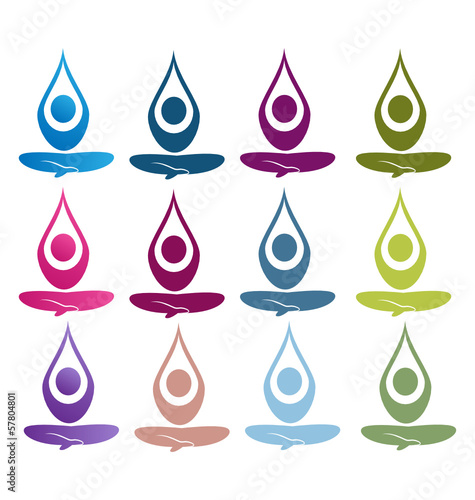 Group of yoga people logo vector