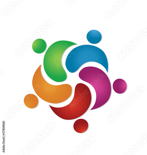 Teamwork friendship 5 people logo vector