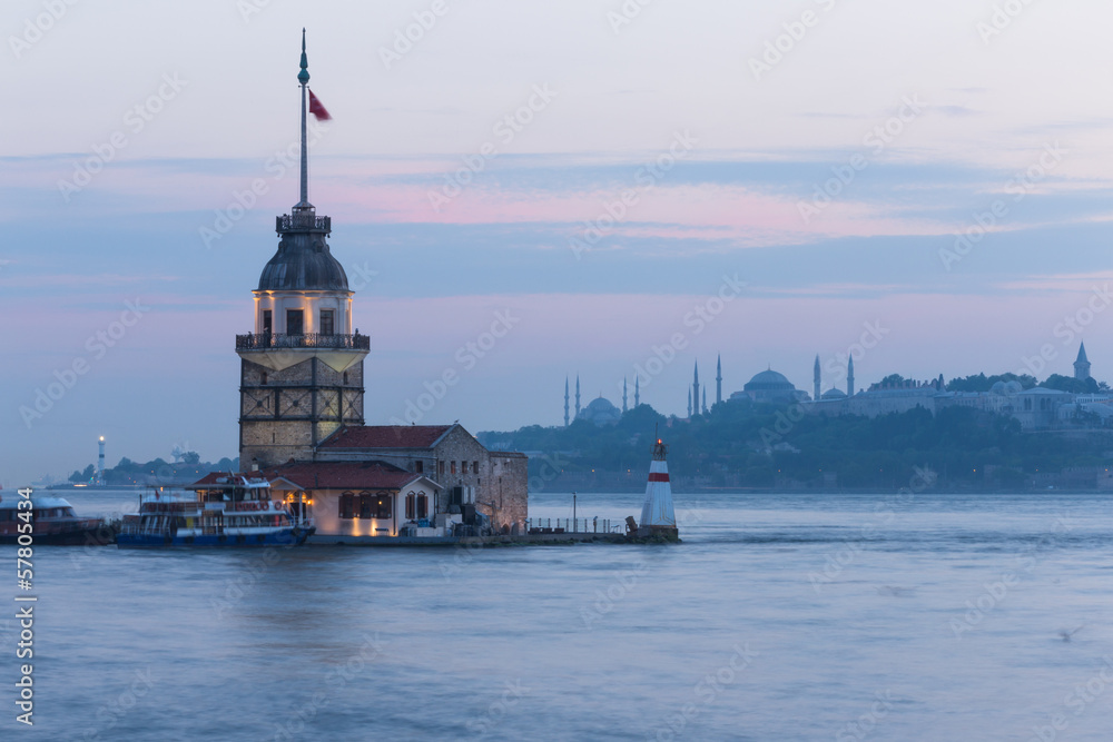 Bosphorus and Miden Tower at Istanbul , Turkey Bosphorus and Miden Tower at Istanbul , Turkey