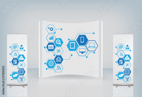 Vector exhibition stand with application icon