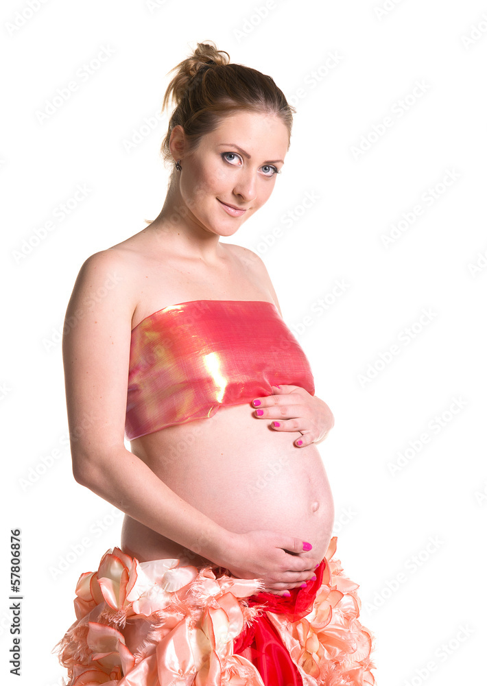 Fashionable beautiful pregnant in luxurious skirt Fashionable beautiful pregnant in luxurious skirt