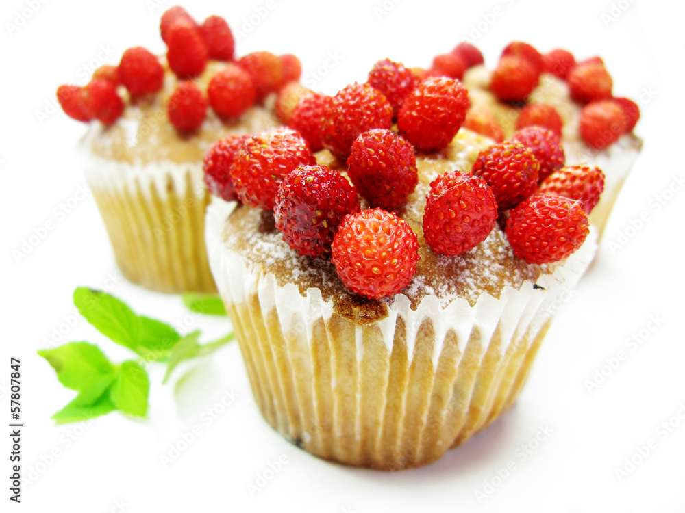 muffin cakes with wild strawberry berries muffin cakes with wild strawberry berries