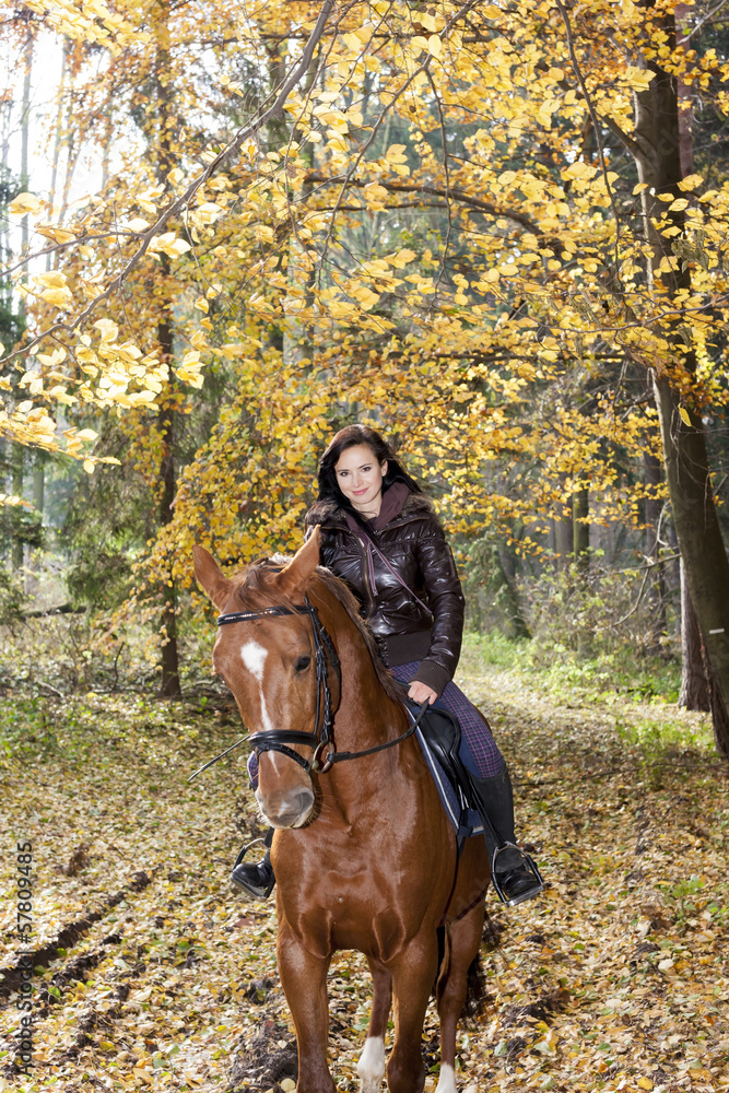 equestrian on horseback in autumnal nature equestrian on horseback in autumnal nature