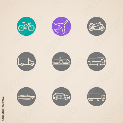 flat icons with different modes of transport