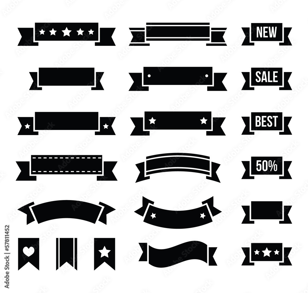 Obraz premium Retro ribbons, vintage bookmarks set - vector