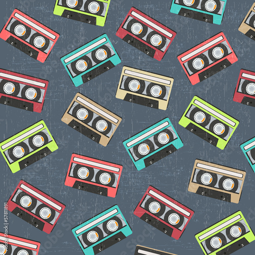 seamless background with vintage analogue music recordable casse