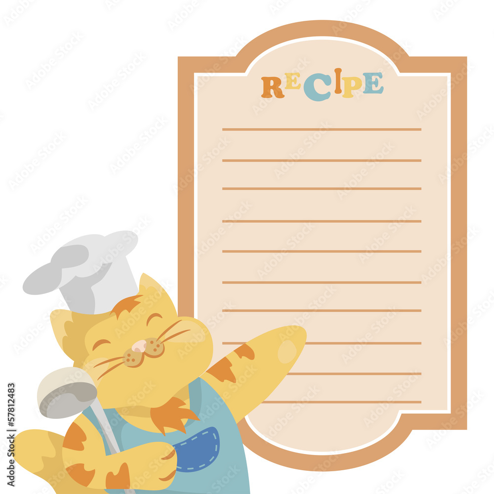 cook Cat with the frame for a recipe (vector) cook Cat with the frame for a recipe (vector)