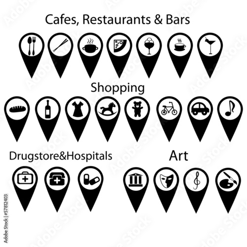 Set of icons for the map 2 (vector)