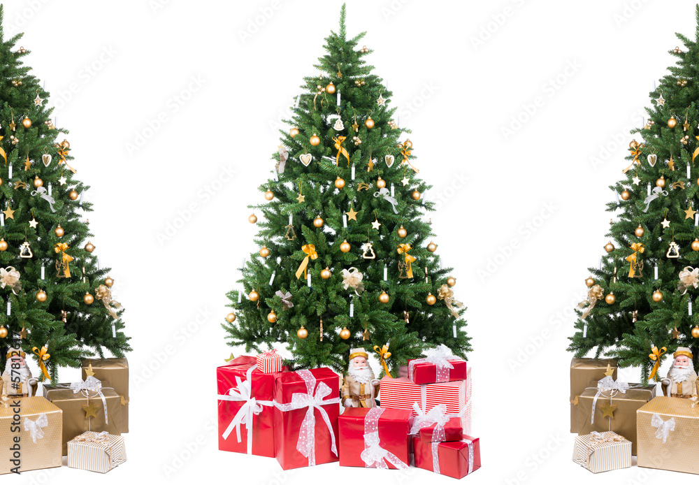 weihnachtsbäume mit geschenken