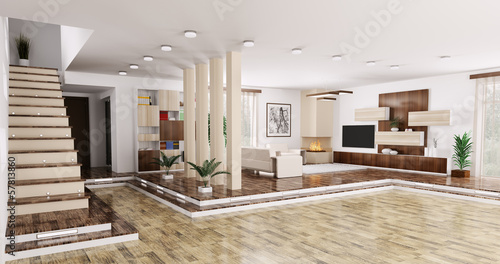Φωτογραφία Interior of apartment panorama 3d render