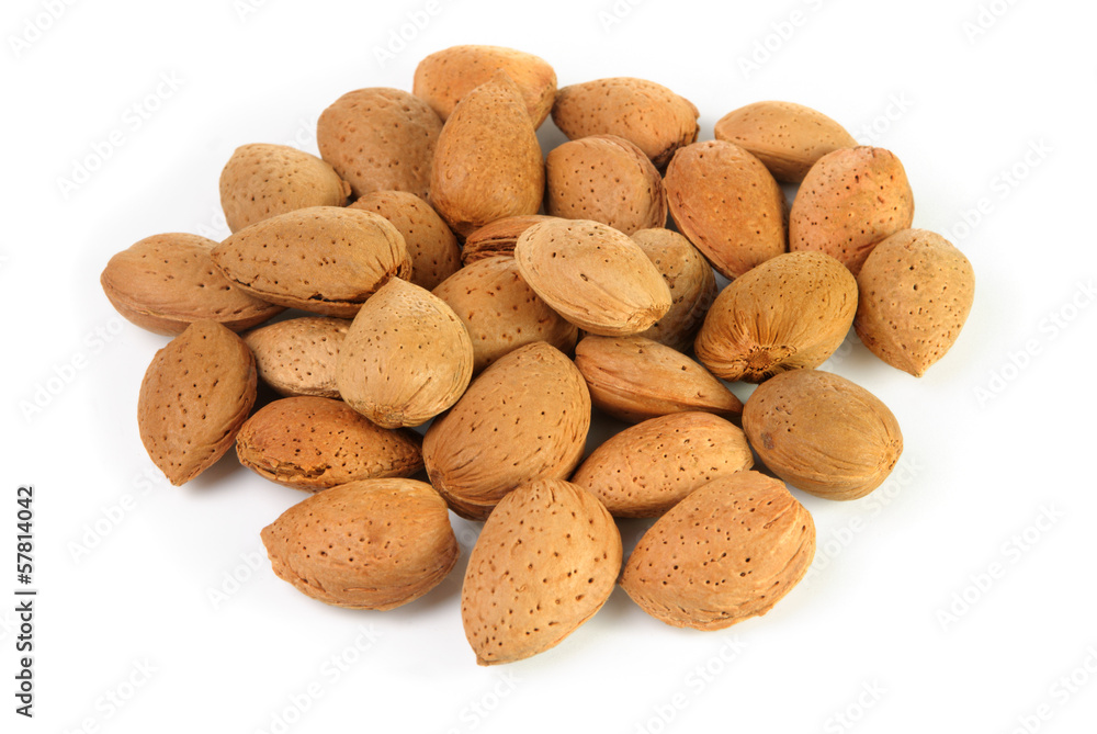 Heap of almonds in shells Heap of almonds in shells