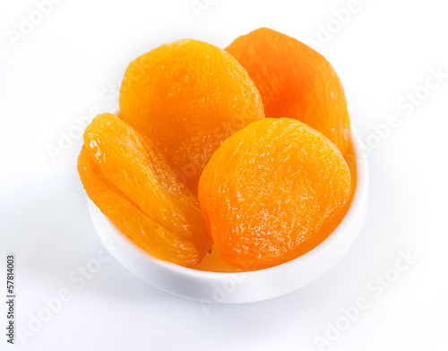 Dry apricot. Heap of fruits isolated on white background