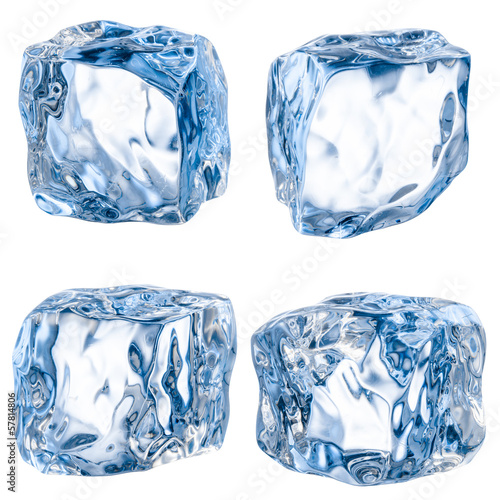 Cubes of ice on a white background. With clipping path