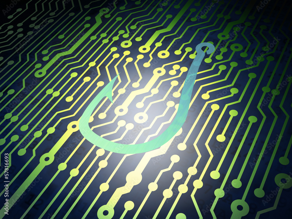 Safety concept: circuit board with Fishing Hook Safety concept: circuit board with Fishing Hook