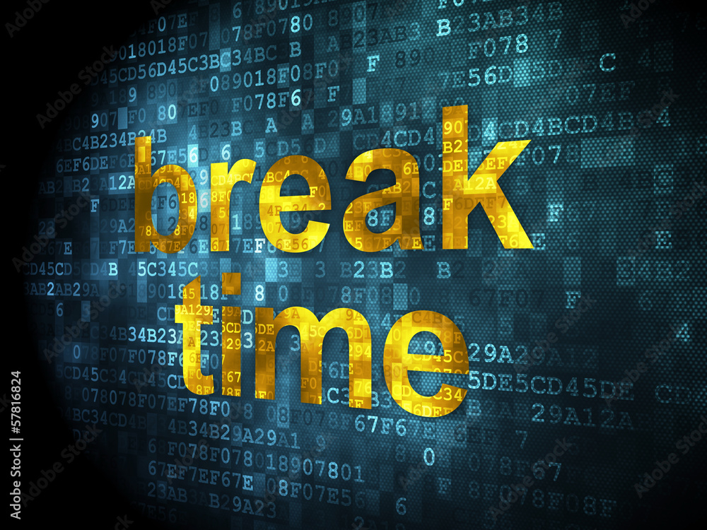Timeline concept: Break Time on digital background