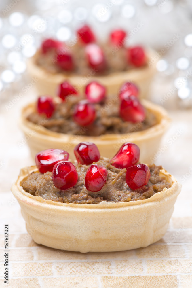 appetizer - tartlets with liver paste and pomegranate appetizer - tartlets with liver paste and pomegranate