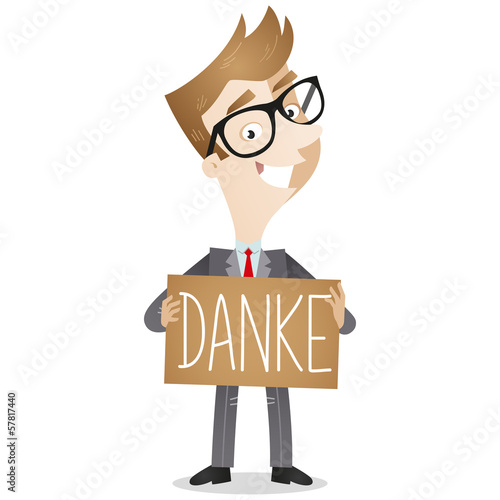 Businessman, Schild, Danke