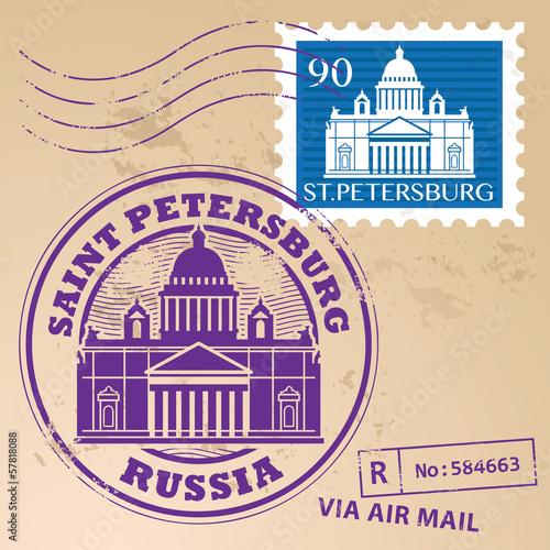Grunge rubber stamp set with words Saint Petersburg, Russia