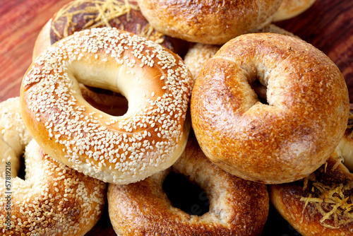 bagel on wood photo