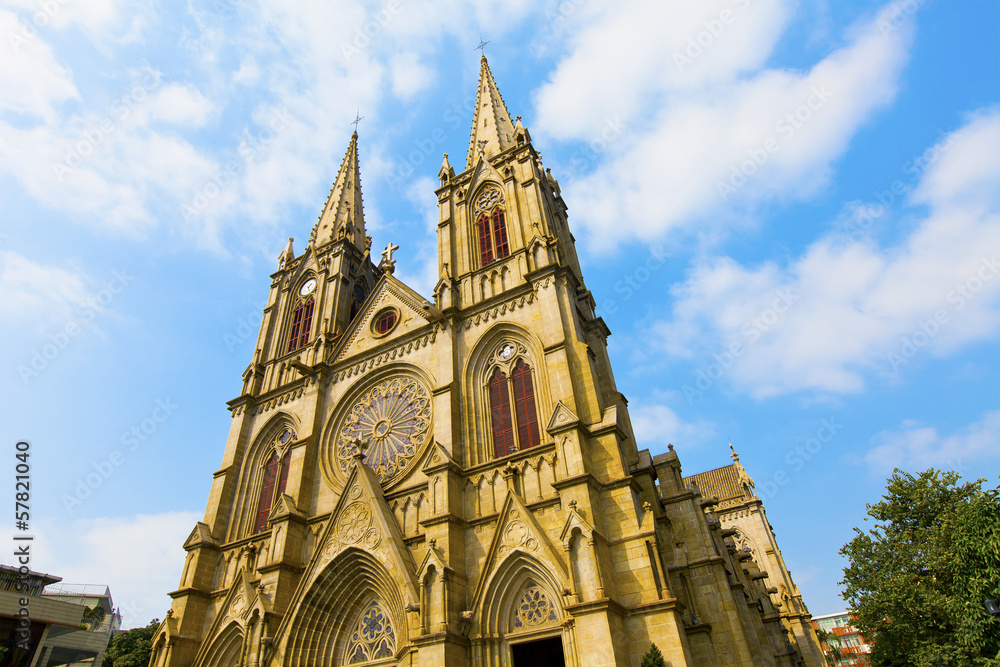 Guangzhou church at day, Shishi Sacred Heart Cathedral.