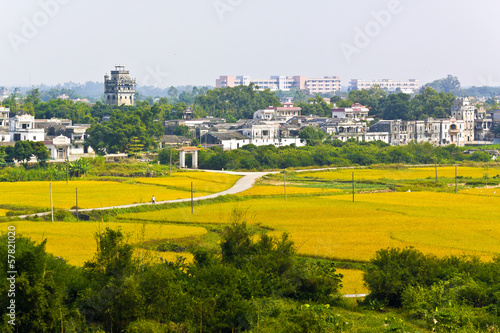 Rural landscape around at Kaiping Diaolou in China, Unesco world