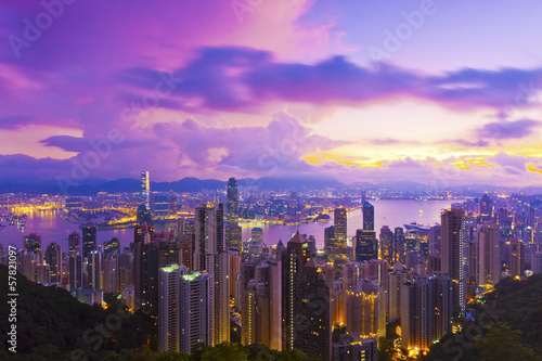 Hong Kong dawn at downtown