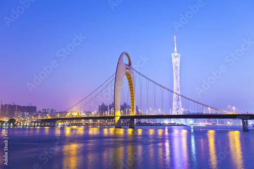Guangzhou bridge at night in China