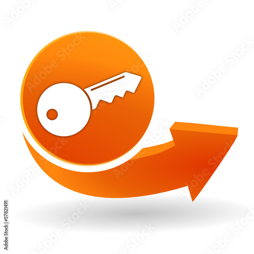 clef sur bouton web orange