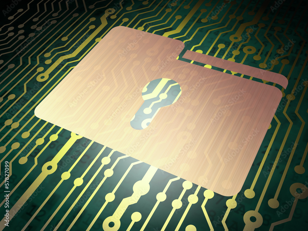 Fototapeta premium Finance concept: circuit board with Folder With Keyhole