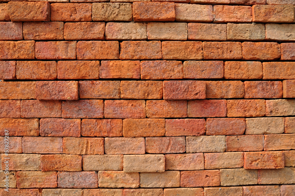Fototapeta premium Vintage red brick wall, no smooth line.
