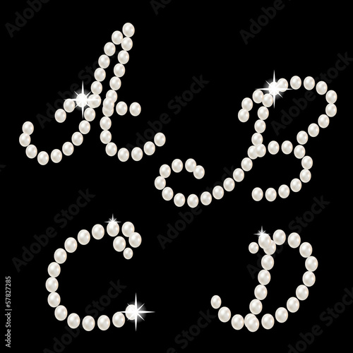 Letters of english alphabet romantic with pearls