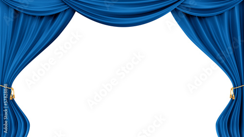 render of blue curtains