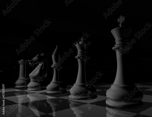 black and white surreal chess background illustration