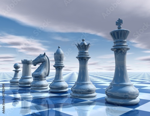 chess surreal background with sky and chessboard illustration
