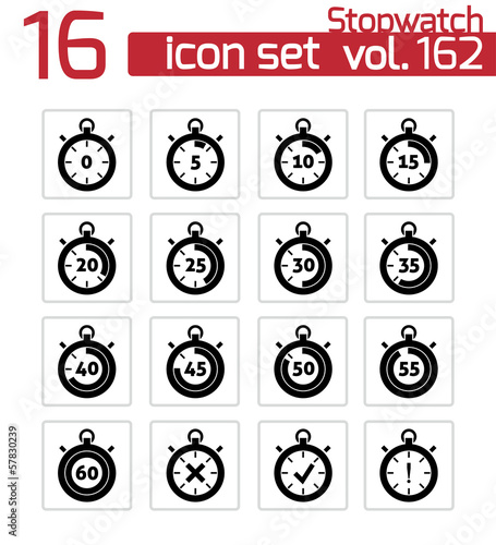 Vector black stopwatch icons set