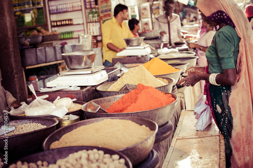 Traditional spices market in India.