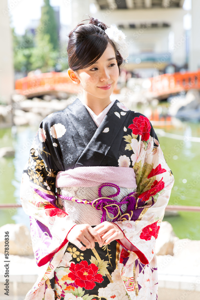 Beautiful asian kimono woman