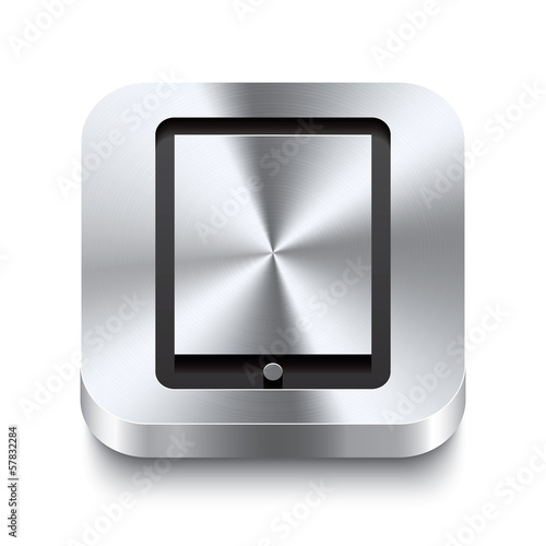 Square metal button perspektive - tablet icon