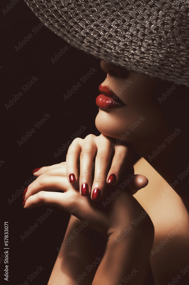 Naklejka premium Portrait of beautiful young woman with makeup