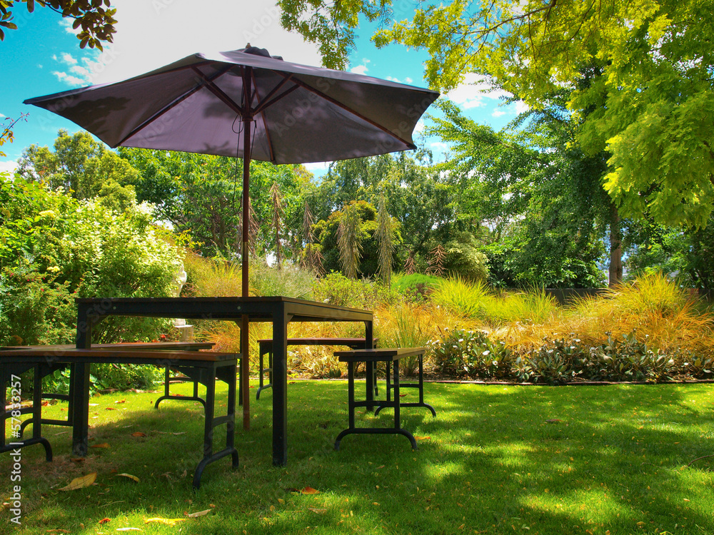 Naklejka premium garden furniture in the shadow