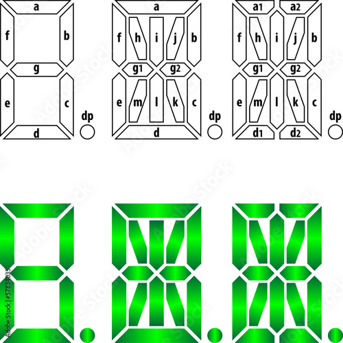 Segmental labeling for 7-, 14-, and 16-segment displays