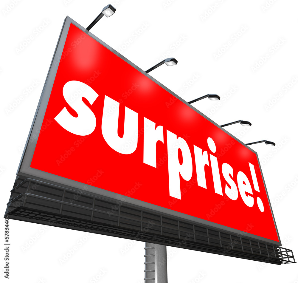 Obraz premium Surprise Red Billboard Banner Advertisement Shocking Discovery
