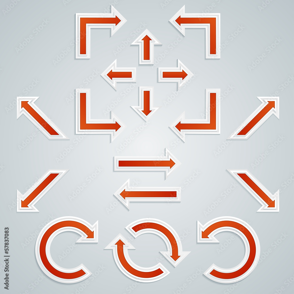 A Set of Orange Sharp Arrows For Infographics A Set of Orange Sharp Arrows For Infographics