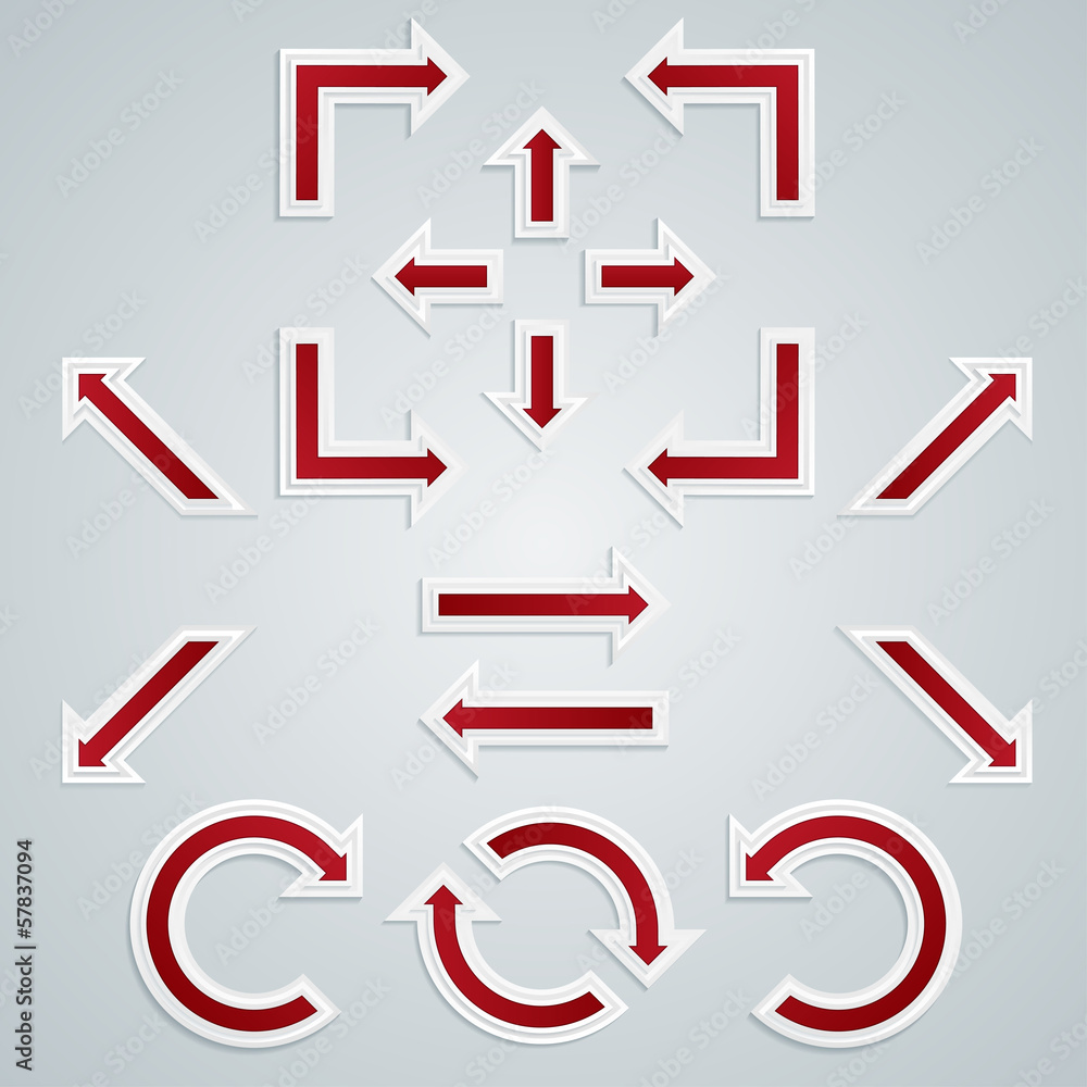 A Set of Red Sharp Arrows For Infographics A Set of Red Sharp Arrows For Infographics