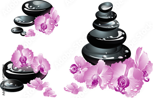 Spa Stones and Orchid flowers