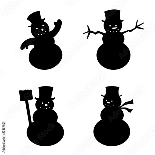 Snowman silhouette set