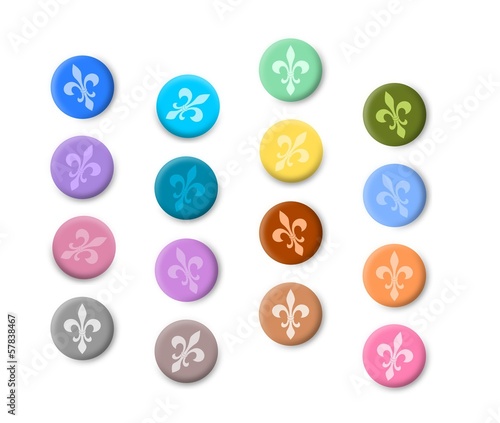 Fleur de lis coloured buttons