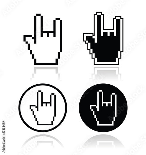 Pixel cursor icon hand - rock sign