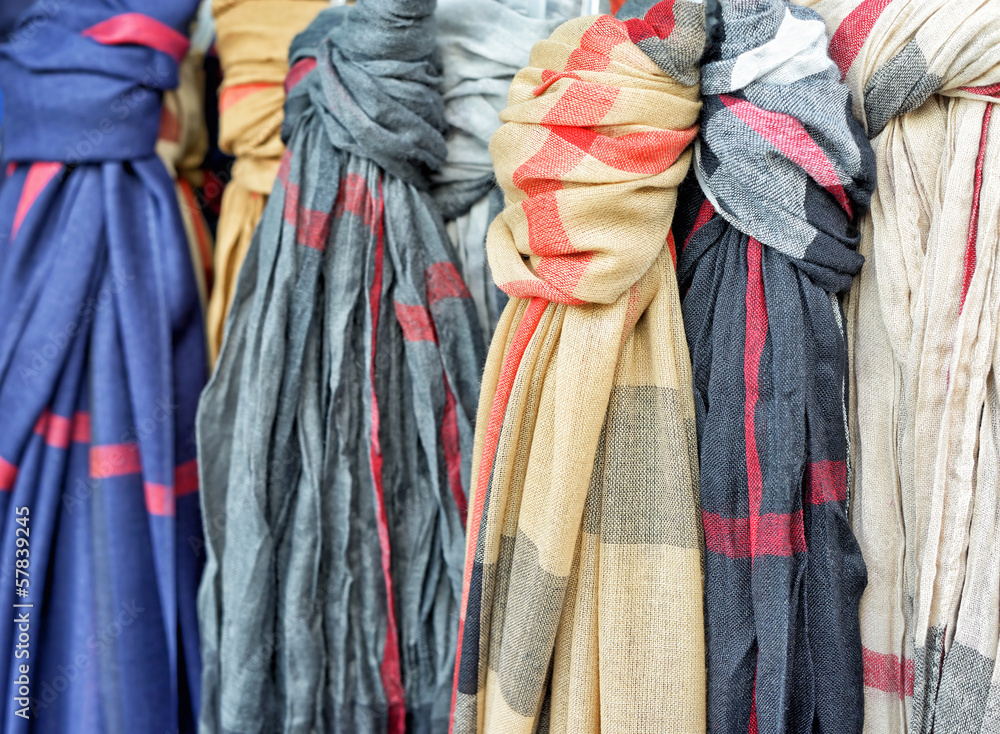 Different scarves on tourist market