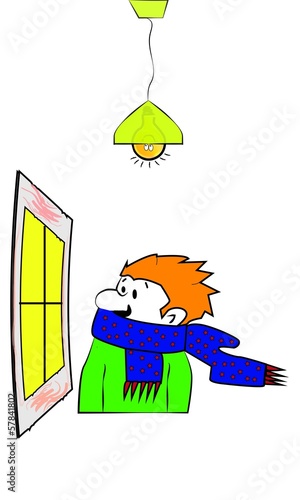 Hombre mirando por la ventana